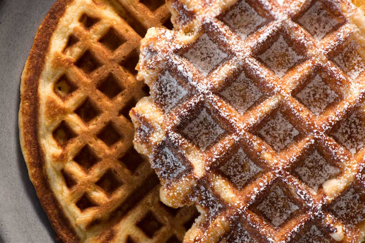 Two waffles up close