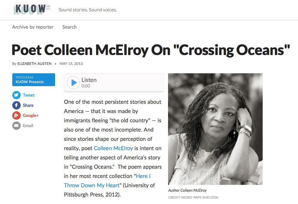 Collen McElroy by Ingrid Pape-Sheldon used by KUOW