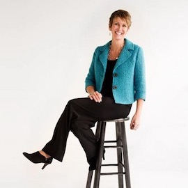 Branding image of woman sitting on high stool